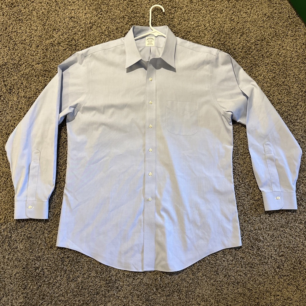 Brooks‎ Brothers Regent Shirt Men's 17-35 Blue Long Sleeve Button Up Supima